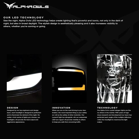 Alpha Owls 8711866 Crystal Headlights With Switchback Sequential LED Light Bar & Startup Light - Chrome Amber Fits 2004-2015 Nissan Titan / 2004 2005-2007 Armada in Saudi Arabia