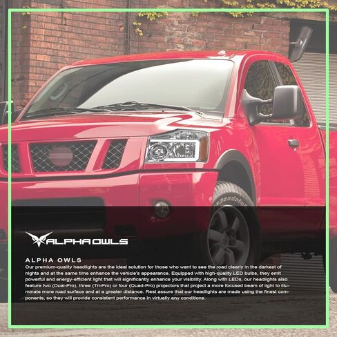 Alpha Owls 8711866 Crystal Headlights With Switchback Sequential LED Light Bar & Startup Light - Chrome Amber Fits 2004-2015 Nissan Titan / 2004 2005-2007 Armada in Saudi Arabia
