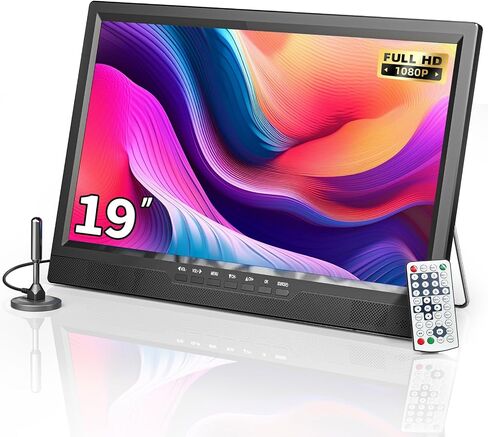 تلفزيون ديسوبري 18 بوصة محمول مع هوائي، تلفزيون صغير مع مدخل HDMI 1080P، مدخل AV، منفذ USB، حامل مدمج، تلفزيون محمول صغير للمطبخ وغرفة النوم والتخييم RV، جهاز تحكم عن بعد، لا بطارية ولا واي فاي in Kuwait