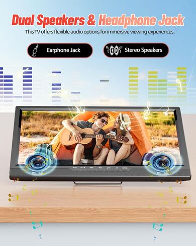 تلفزيون ديسوبري 18 بوصة محمول مع هوائي، تلفزيون صغير مع مدخل HDMI 1080P، مدخل AV، منفذ USB، حامل مدمج، تلفزيون محمول صغير للمطبخ وغرفة النوم والتخييم RV، جهاز تحكم عن بعد، لا بطارية ولا واي فاي in Kuwait