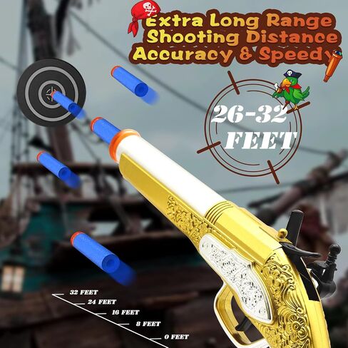Toy Gun Revolver with 50 Soft Bullets, 14 Shells and 1 Sight, Toy Guns for Boys Kids Adults Toy Foam Blasters & Guns, Educational Shooting Model, Gifts for Christmas Halloween Birthday 8+ in Kuwait