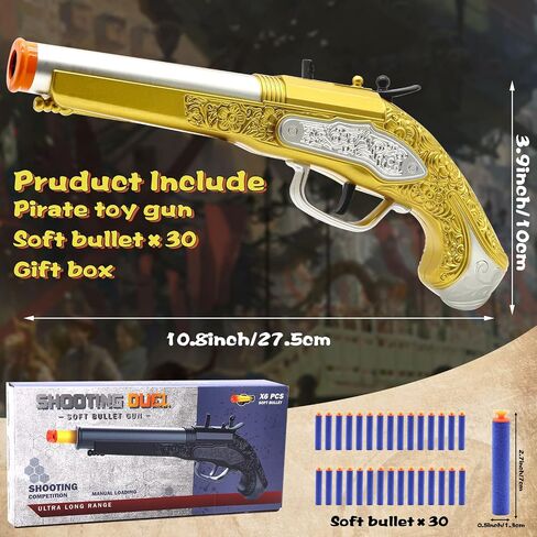 Toy Gun Revolver with 50 Soft Bullets, 14 Shells and 1 Sight, Toy Guns for Boys Kids Adults Toy Foam Blasters & Guns, Educational Shooting Model, Gifts for Christmas Halloween Birthday 8+ in Kuwait