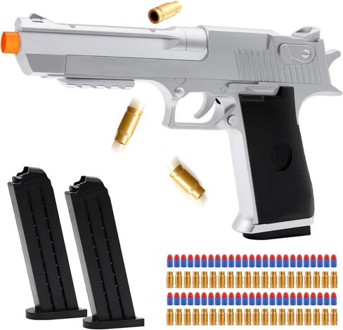 Toy Gun Revolver with 50 Soft Bullets, 14 Shells and 1 Sight, Toy Guns for Boys Kids Adults Toy Foam Blasters & Guns, Educational Shooting Model, Gifts for Christmas Halloween Birthday 8+ in Kuwait