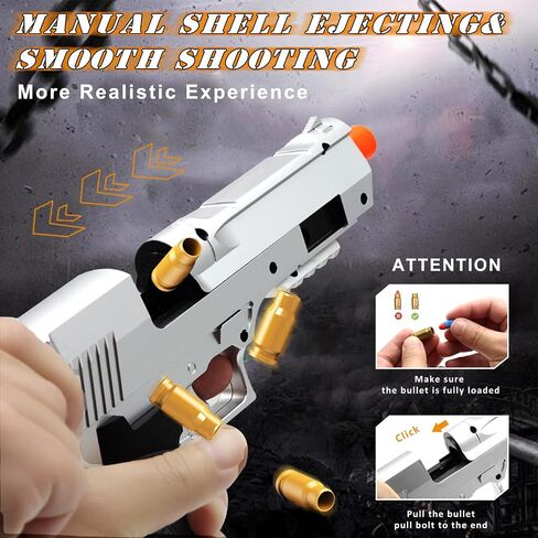 Toy Gun Revolver with 50 Soft Bullets, 14 Shells and 1 Sight, Toy Guns for Boys Kids Adults Toy Foam Blasters & Guns, Educational Shooting Model, Gifts for Christmas Halloween Birthday 8+ in Kuwait