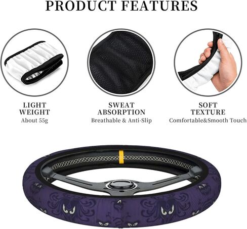 Haunted Mansion Car Steering Wheel Cover - Universal 15 inch Car Accessory for Diverse Car, Durable Protector Cover with Anti-Slip Lining, for Women Man Fit SUV,Van,Truck Interior Accessories in Saudi Arabia