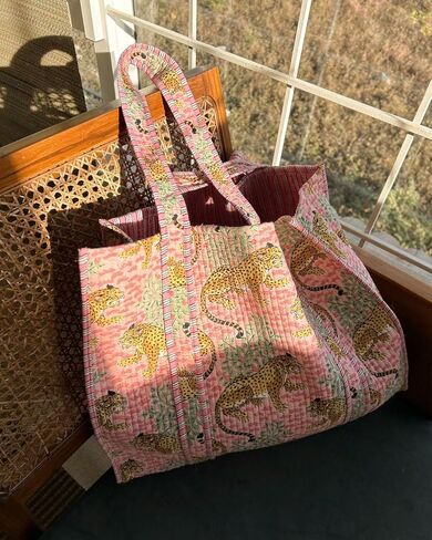 RAJBHOOMI HANDICRAFTS Women’s 100% Cotton Lightweight Shoulder Tote Bag with Interior Poeckt Casual Handbag for Women in Kuwait