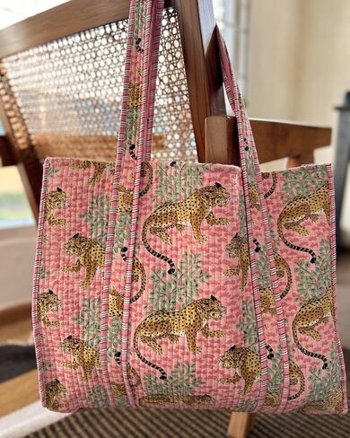 RAJBHOOMI HANDICRAFTS Women’s 100% Cotton Lightweight Shoulder Tote Bag with Interior Poeckt Casual Handbag for Women in Kuwait