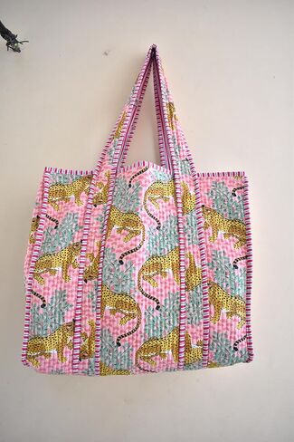 RAJBHOOMI HANDICRAFTS Women’s 100% Cotton Lightweight Shoulder Tote Bag with Interior Poeckt Casual Handbag for Women in Kuwait