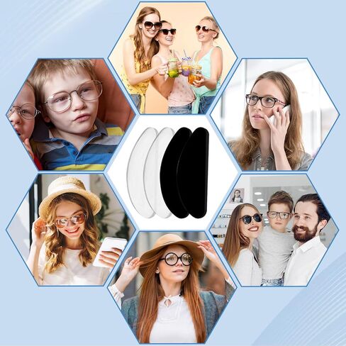 30 Pairs Eyeglasses Nose Pads Soft Silicone Adhesive Glasses Nose Pad Replacement D-Shaped Anti Slip Nose Pads for Glasses, Transparent Eyeglass Nose Pads for Full Plastic Frames, 1mm in Saudi Arabia