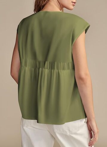 BLENCOT Womens Cap Sleeve Bow Tie Front Tops Loose Tshirts Flowy Summer Trendy Blouse Sleeveless Fashion Camisoles in Kuwait
