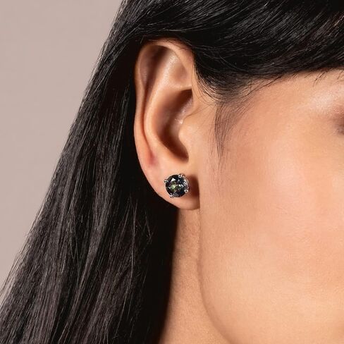 14K Solid White Gold Rainbow Mystic Cubic Zirconia Stud Earrings | 4.0 CTW | Screw Back Posts | With Gift Box in Kuwait