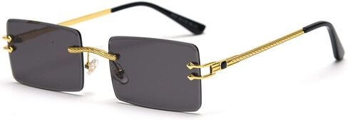 kachawoo Green Blue Mirror Sunglasses Rimless Women UV400 Rectangular Retro Men Colorful in Saudi Arabia