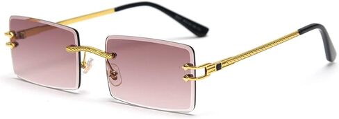 kachawoo Green Blue Mirror Sunglasses Rimless Women UV400 Rectangular Retro Men Colorful in Saudi Arabia
