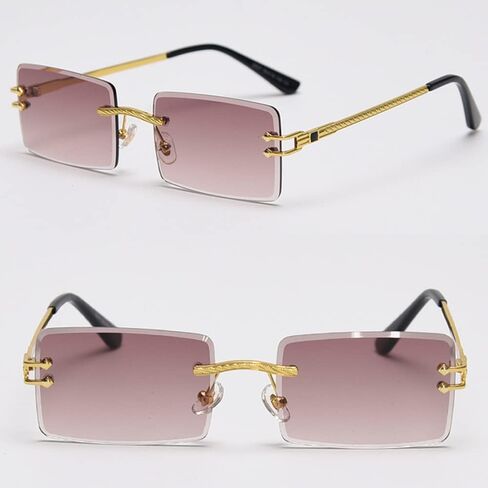 kachawoo Green Blue Mirror Sunglasses Rimless Women UV400 Rectangular Retro Men Colorful in Saudi Arabia