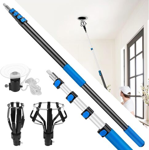 VASALAID 3-12FT Light Bulb Changer Pole Kit Light Bulb Changer for High Ceilings with Pole with Baskets and Suction Cup for High Ceilings and Recessed Lights Lightbulb Removal Changing in Saudi Arabia