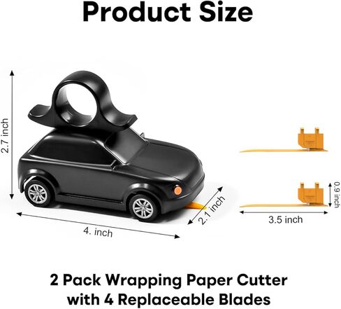 JIKIOU Wrapping Paper Cutter with 3 Replaceable Blade Sets, Birthday&Christmas Gift Upgraded Wrapping Paper Cutter with Non-Slip Removable Handle, Easy to Cut Kraft Paper roll Slitter Cutter in Saudi Arabia