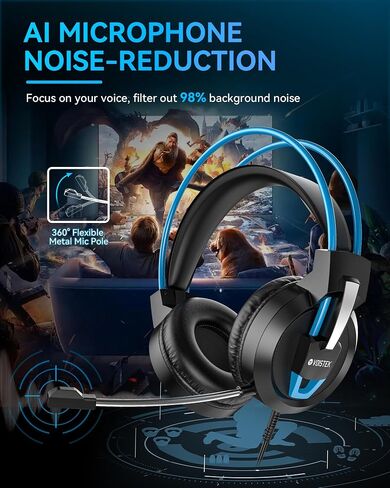 V9 Pro Gaming Headset with Noise Cancelling Mic, 50MM Drivers, Wired Over-Ear Gaming Headphones for PS5, PS4, Xbox Series X|S, Switch, Mac, PC, laptops, 3.5MM Jack, RGB Light, Red in Saudi Arabia