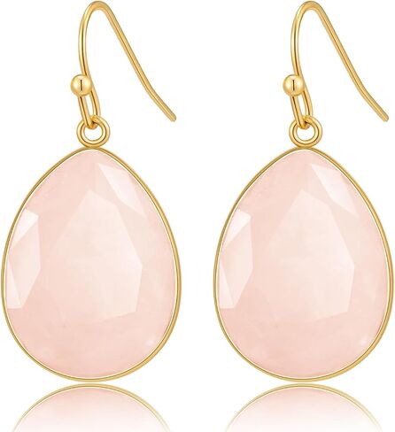 Natural Semi Precious Gemstones Dangle Earrings Rose Quartz Earrings Amazonite Earrings Amethyst Earrings Clear Quartz Earrings Geometric Earrings Bohemian Earrings in Saudi Arabia