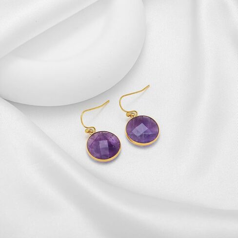 Natural Semi Precious Gemstones Dangle Earrings Rose Quartz Earrings Amazonite Earrings Amethyst Earrings Clear Quartz Earrings Geometric Earrings Bohemian Earrings in Kuwait