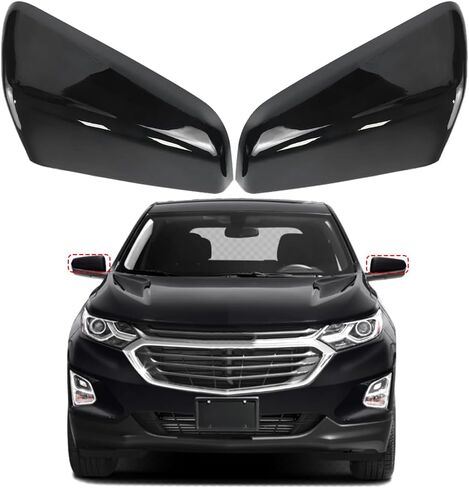 غطاء غطاء مرآة جانبية من COOL STAR متوافق مع سيارة شيفروليه إكوينوكس جي إم سي تيرين 2018-2023 يستبدل 23406416 23406417 84225386 84225387 جانب السائق والراكب (أسود) in Kuwait