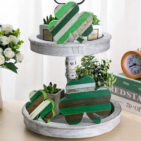 St. Patrick's Day Table Wooden Signs 3 Pieces St. Patrick's Table Decor Irish Themed Wooden Shamrock Decor Green Shamrock Blocks St. Patrick's Day Shamrocks Lucky Sign for Home Decor (Cute Style) in Kuwait
