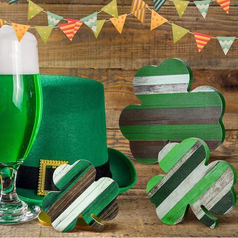 St. Patrick's Day Table Wooden Signs 3 Pieces St. Patrick's Table Decor Irish Themed Wooden Shamrock Decor Green Shamrock Blocks St. Patrick's Day Shamrocks Lucky Sign for Home Decor (Cute Style) in Kuwait