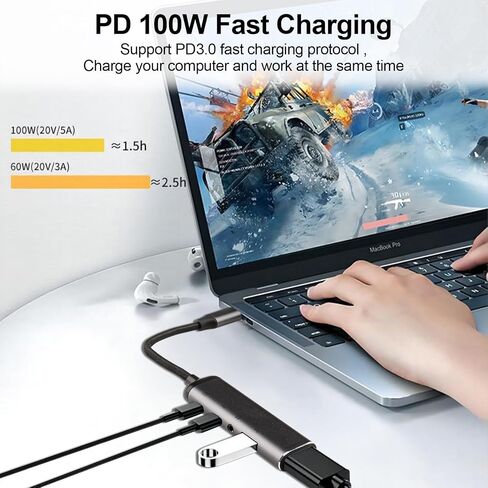 محول USB C إلى VGA، محول Thunderbolt 3 VGA مع منفذ 4K/ 100W PD/لهاتف iPhone 15 Plus/15 Pro Max وGalaxy S22 Ultra وMacBook Pro 2020 وiPad Pro 2020/21/22/23 in Kuwait