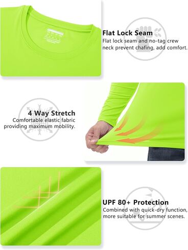 TACVASEN Men's Long Sleeve UPF 80+ Shirts Sun Protection UV SPF Shirts Rash Guard Fishing Running Quick Dry Lightweight in Kuwait