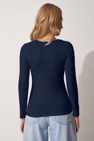 SANDERY Summer Women's Scoop Neck Short Sleeve Shirts Ribbed Slim Fitted Casual Basic Top Blouses in Kuwait