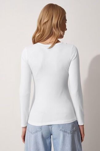 SANDERY Summer Women's Scoop Neck Short Sleeve Shirts Ribbed Slim Fitted Casual Basic Top Blouses in Kuwait