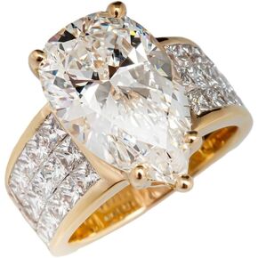 Yellow Gold-Plated Teardrop Cubic Zirconia Solitaire Halo Promise Wedding Engagement Ring, Band Eternity Jewelry Gifts for Her Size 6-10