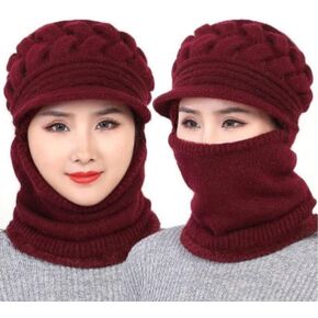 Women Winter Beanie Hat Peruvian Circle Scarf Set Warm Chunky Cable Knit Hats - Soft Stretch Thick Cute Knitted Cap