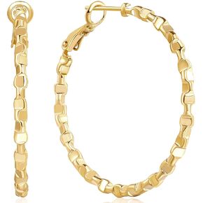 Gold Hoop Earrings 14K Gold Jewelry for Womens Earrings Modish Hoops Earrings Gold Earrings Hoops Thick & Chunky (40mm)