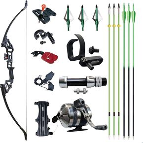 D&Q Bowfishing Bow 40lbs Bow and Arrow Set for Adults Beginner, Bow Fishing Combo Kit Bowfishing Reel Bowfishing Arrows for Fish, Recurve Bows for Adults Hunting Practice Shooting (Purple 40lbs)