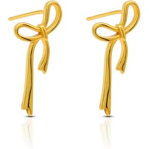 Gold/Silver Bow Earrings for Women, Post Ribbon Knot Earrings Bow Stud Earrings Daily Jewelry for Women