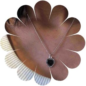 Bohemia Love Heart Choker Necklace Black Heart Pendant Necklace Silver Bead Chain Choker Necklace Anxiety Necklace Chain Jewelry for Women