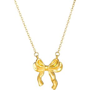 Bow Necklace for Women 18k Gold Plated Silver Charm Stainless Steel Non Tarnish Dainty Womens Necklace Trendy Choker Cute Waterproof Everyday Fashion Jewelry