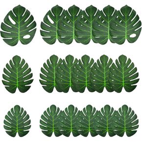 36Pcs 3 Size Artificial Tropical Palm Leaves Fake Monstera Leaves for Hawaiian Luau Jungle Beach Theme Party Birthday Wedding Home Table Wall Decorations