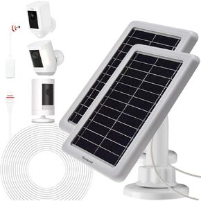 Solar Panel Charger for Ring Camera Compatible with Spotlight Cam,Ring Stick Up Cam (2 Pack White)
