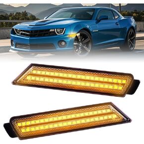 2PCS Amber LED Side Marker Lights Smoked Lens Front Bumper Sidemarker Lamps For 2010-2015 Chevy Camaro Sidemarker Lamps