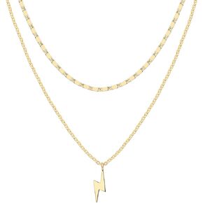 PAVOI 14K Gold Plated Polished Lightning Cluster Pendant Necklace | 14x1.2x6mm Yellow Gold Plated Necklace for Women | 925 Sterling Silver Chain for Women| Yellow Gold