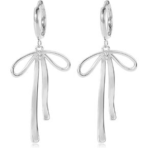 Bow Earrings for Women Gold Bow Ribbon Hoop Earrings Long Ribbon Earrings Drop Dangle Bow Tie Huggie Earrings Jewelry Gift