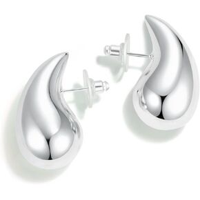 Teardrop Earrings Jewelry Dupes for Women Trendy,Lightweight Chunky 14K Real Gold Hoop Designer Earrings Set with Hypoallergenic 925 Sterling Silver Post