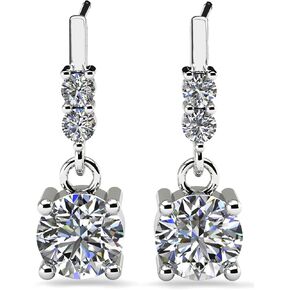 Drop Long Dangle Earrings 925 Sterling Silver Cubic Zirconia Fashion Hypoallergenic for Women Jewelry Gifts (1ct, Drop)