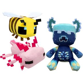 3-Pack-Game Plush 8-inch Bee Plush，12-inch Axolotl Plush，10-inch Warden Plush，Stuffed Animals Toys for Boys Girl,Great Choice for Soft Pillow Decorations, Kids Birthday Parties