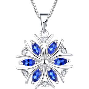 YL Snowflakes Necklace Sterling Silver Frozen Snowflakes Pendant Birthstone Jewelry for Women