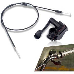 1 PC Motorcycle Thumb Controller Throttle Cable, 46.5" Metal Durable Throttle Cable Assembly, Rubber Acceleration Handle Kit, Universal for Most Motorcycle Bike Four-wheel ATVs (Black)