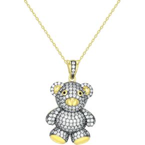 Whimsical Teddy Bear Necklace - Sterling Silver Pendant for Women - Adorable Gummy Bear Necklace - Mama Necklace - Bear Necklace - Teddy Bear Charm