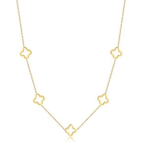 YADUDA Dainty Gold Silver Four Leaf Clover Necklace CZ Clover Pendant Station Necklaces for Women 18K Gold Plated Stainless Steel Lucky 4 Leaf Pendant Jewelry