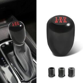 Pack-1 Car Gear Shift Knob, 60mm x 40mm Alloy Easy Grip 5 Speed ​​Shifter Decoration, Modified Gear Shifter Head Replacement with 3 Adapters, Universal for Manual Transmission Cars (Black)